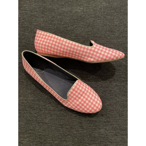 Jack Rogers Flats Reece Gingham Pink Women’s 11 Shoes Slip On Loafer Ballet $148 - Picture 1 of 7
